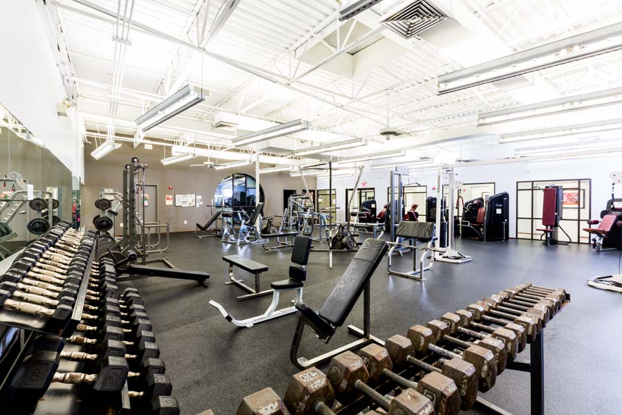 Fitness center with modern equipment at Fairfax Racquet Club and Fitness Center.